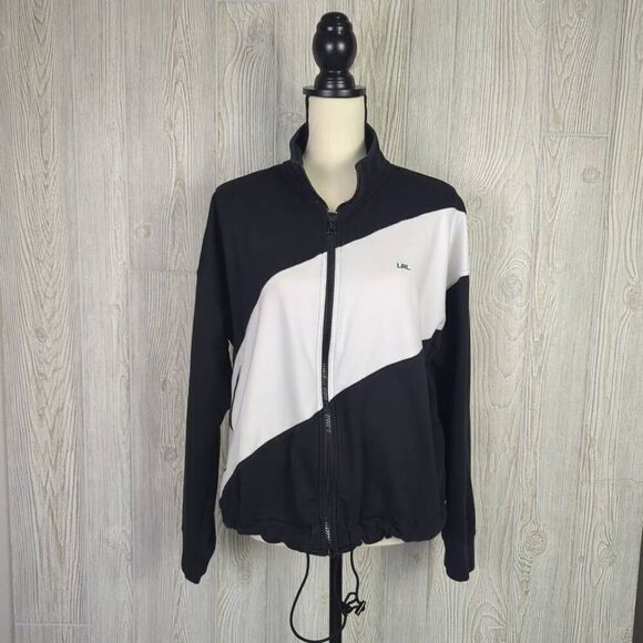 Vintage Lauren Ralph Lauren LRL Women Size XL Black White Zip Up Jacket - Picture 1 of 8